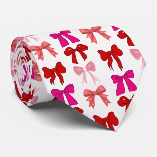 roze strikpatroon stropdas (Opgerold)