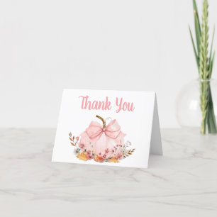 Roze Strikpompoen Baby Shower Bedankkaart