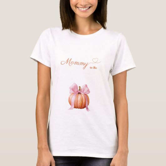 Roze Strikpompoen Mama-to-Be T-shirt (Voorkant)