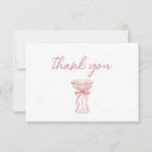 Roze Strikroosblaadjes & Prosecco Blush Bruidsdine Bedankkaart (Voorkant)