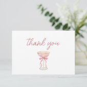 Roze Strikroosblaadjes & Prosecco Blush Bruidsdine Bedankkaart (Staand voorkant)