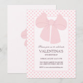 Roze strikstippen meisjes verjaardagsuitnodiging  kaart (Voorkant / Achterkant)