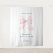 Roze Strikte Baby Shower Achtergrond Wandkleed (Voorkant)