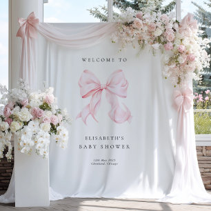 Roze Strikte Baby Shower Achtergrond Wandkleed