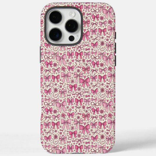 Roze Strikte Boog Doodle Patroon Coquette Stijl Case-Mate iPhone Case (Achterkant)