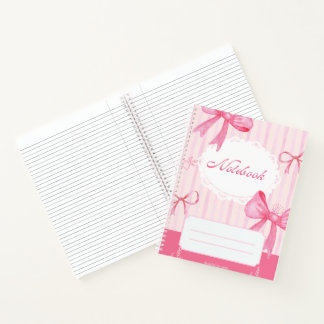 Roze Strikte Boog Spiraal Notebook | Coquette Scho Notitieboek