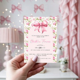 Roze Strikte Coquette Baby Shower Kaart