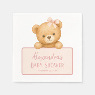 Roze Strikte Knuffel Beer Baby Meisje Shower Servet