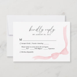 Roze Strikte Lint Menu Keuze Huwelijk RSVP