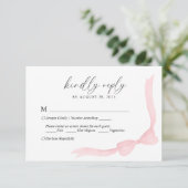 Roze Strikte Lint Menu Keuze Huwelijk RSVP (Staand voorkant)