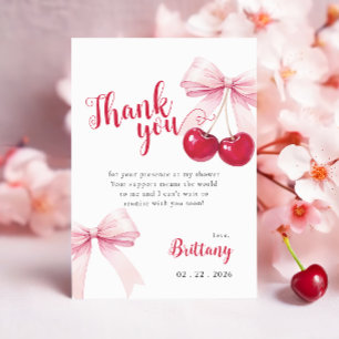Roze Strikte Pioenrood Baby Shower Bedankkaart