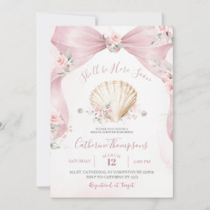 Roze Strikte Schelp Baby Shower Uitnodiging