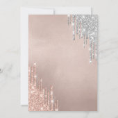 Roze Strikte Zilveren Glitterdruppels Roze Goud Sw Kaart (Achterkant)