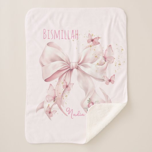 Roze Strikvlinders Sherpa Deken (Voorkant)