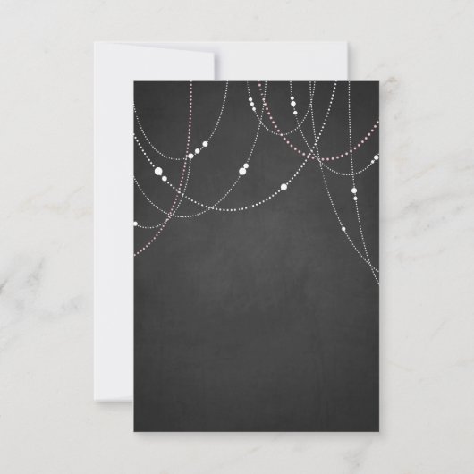 Roze String Lights Chalkboard Wedding RSVP Kaart (Achterkant)