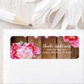 Roze String Lights & Mason Jar Flowers Rustic Wood Etiket (Insitu)