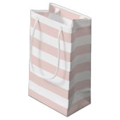 Roze strip & Blush Peony Persoonlijke Gift Bag Klein Cadeauzakje (Achterkant Gekanteld)