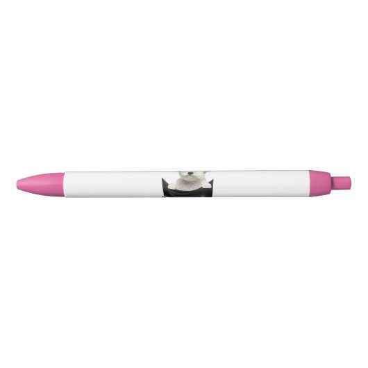 Roze strip Pen | Zwarte inkt | Kantoor Cadeau (Voorkant)