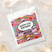 Roze stripboek superheld verjaardagsfeest bedankzakje (Geknipt)