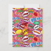 Roze stripboek superheld verjaardagsfeestje bedankkaart (Achterkant)