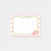 Roze stripe & Blush Peony Persoonlijke notities Post-it® Notes (Voorkant)
