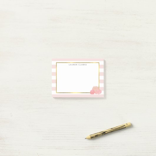 Roze stripe & Blush Peony Persoonlijke notities Post-it® Notes (Op bureau)