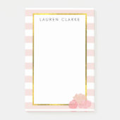 Roze stripe & Blush Peony Persoonlijke notities Post-it® Notes (Voorkant)