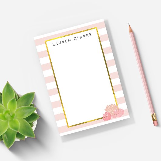 Roze stripe & Blush Peony Persoonlijke notities Post-it® Notes