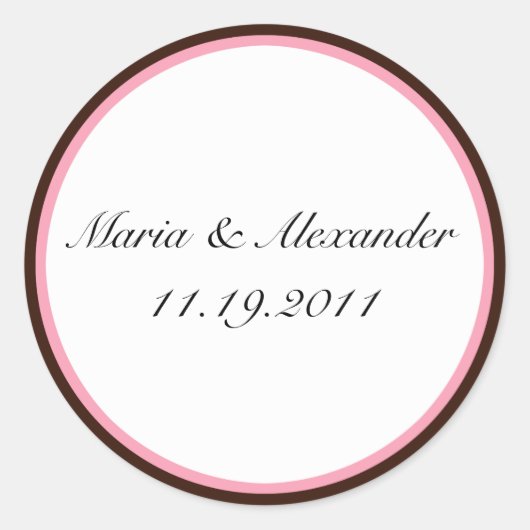 Roze stripe Chocolate Brown zegels / Stickers (Voorkant)