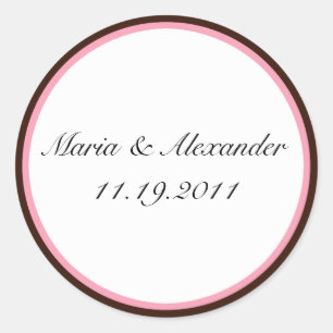 Roze stripe Chocolate Brown zegels / Stickers