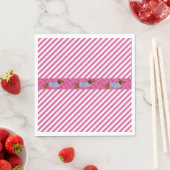 Roze stripe Dachshund Paper Napkins Servet (Insitu)