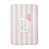 Roze Stripe en Blush Peony Hallo Prachtige Badmat (Voorkant Verticaal)