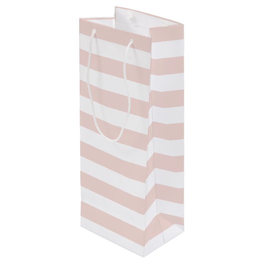 Roze stripe en Blush Peony Persoonlijke wijnzak Wijn Cadeautas (Achterkant Gekanteld)