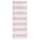 Roze stripe en Blush Peony Persoonlijke wijnzak Wijn Cadeautas (Achterkant)