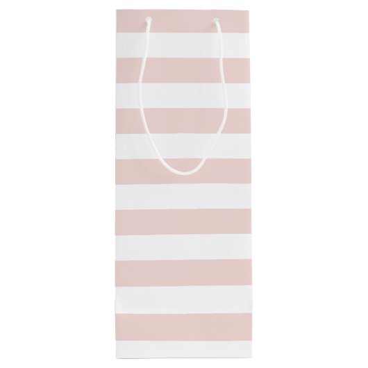 Roze stripe en Blush Peony Persoonlijke wijnzak Wijn Cadeautas (Achterkant)