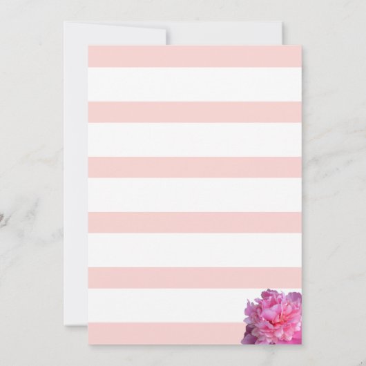 Roze Stripe en Peony Bat Mitzvah Uitnodiging (Achterkant)
