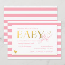 Roze Stripe Faux Gold Baby Girls Shower