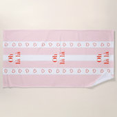 Roze Stripe French Theme Slogan Beach Towel Strandlaken (Voorkant)