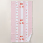 Roze Stripe French Theme Slogan Beach Towel Strandlaken (Voorkant)