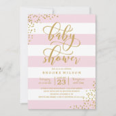 Roze stripe Glitter Stippen Baby shower Kaart (Voorkant)