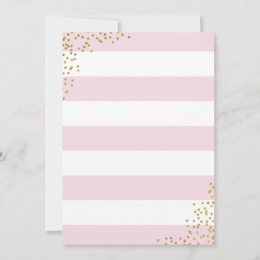 Roze stripe Glitter Stippen Baby shower Kaart (Achterkant)