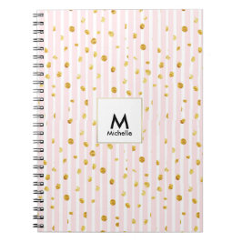 Roze Stripe & Gold Stippen notebook Notitieboek