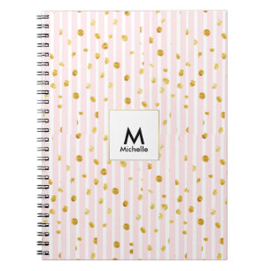 Roze Stripe & Gold Stippen notebook Notitieboek