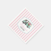 Roze stripe ijscrème Birthday Paper Napkins Servet (Hoek)