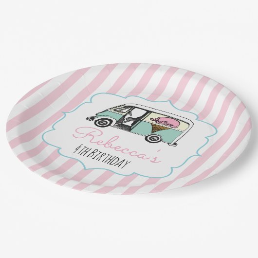 Roze stripe ijsklok op de Birthday Bord (Gekanteld)