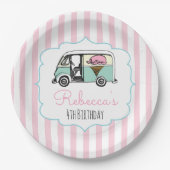 Roze stripe ijsklok op de Birthday Bord (Voorkant)