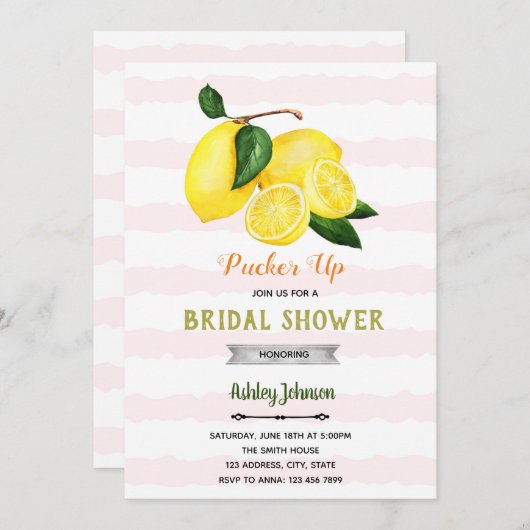 Roze stripe limonade thema kaart (Voorkant / Achterkant)