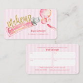 Roze Stripe Makeup Appointkaart met Lipgloss Afsprakenkaartje (Voorkant / Achterkant)
