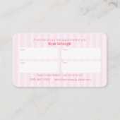 Roze Stripe Makeup Appointkaart met Lipgloss Afsprakenkaartje (Achterkant)