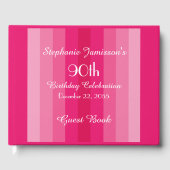 Roze stripe, naam, 90th Birthday Party Memory Gastenboek (Voorkant)